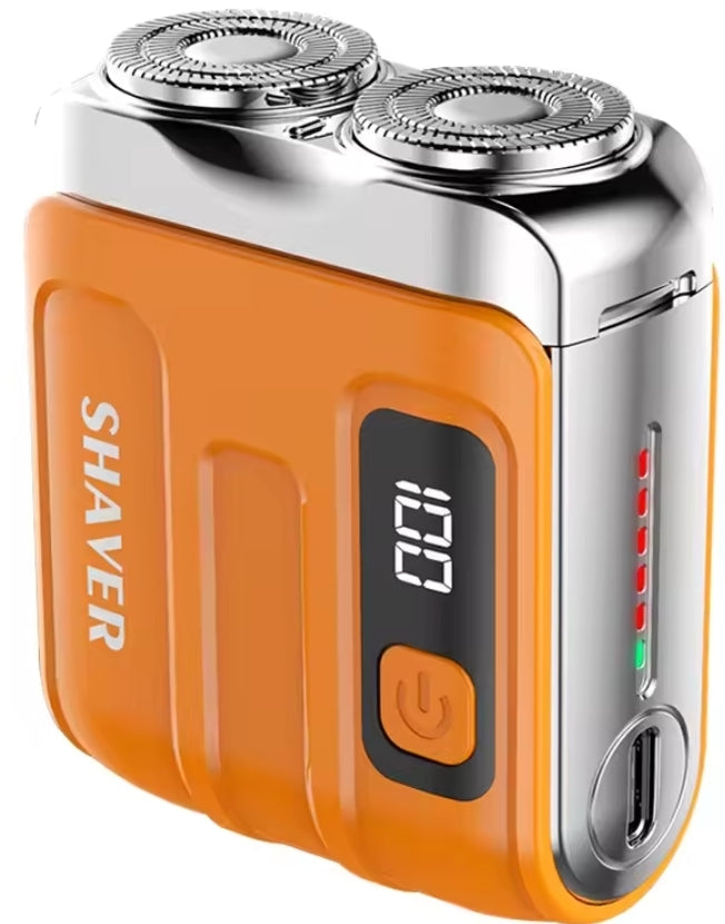 Rasoir électrique rotatif portable à double anneau pour homme, Mini rasoir de voyage à double lame magnétique flottante, rasoir de poche rechargeable