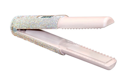 Brosse lissante et boucleuse électrique 2-en-1  USB avec design en diamant coloré, sans fil, idéale pour les voyages.