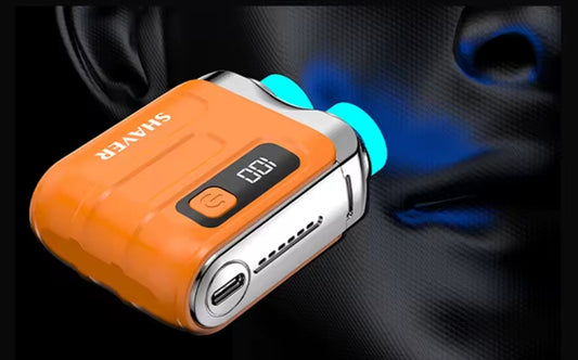 Rasoir électrique rotatif portable à double anneau pour homme, Mini rasoir de voyage à double lame magnétique flottante, rasoir de poche rechargeable